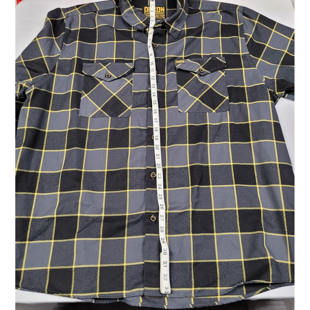 Dixxon Form and Function Flannel Men's 3XL Black Gray Plaid w/ Yellow Stripes - Picture 8 of 10